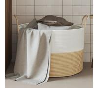 Vidaxl Panier De Rangement Beige Et Blanc Ø51x33 Cm Coton Multicolore