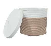 vidaXL Panier de rangement avec couvercle Coton moderne marron/blanc 40x35 cm, poignées robustes