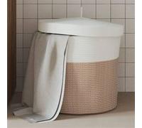 vidaXL Panier de rangement avec couvercle Coton moderne marron/blanc 40x35 cm, poignées robustes