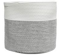 vidaXL Panier de rangement gris et blanc Ø40x35 cm coton