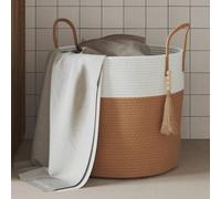 Vidaxl Panier De Rangement Marron Et Blanc Ø40x35 Cm Coton Multicolore