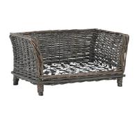 vidaXL Panier pour Chiens avec Coussin Gris 50x33x30 cm Saule Naturel Lit 170774