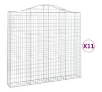 Vidaxl Paniers À Gabions Arqués 11 Pcs 200x30x180/200 Cm Fer Galvanisé