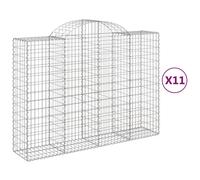 Paniers à gabions arqués 15 pcs 200x50x140/160 cm Fer galvanisé gabion vidaXL