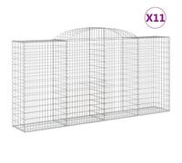 Vidaxl Paniers À Gabions Arqués 11 Pcs 300x50x140/160 Cm Fer Galvanisé
