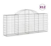 Vidaxl Paniers À Gabions Arqués 12 Pcs 200x30x80/100 Cm Fer Galvanisé