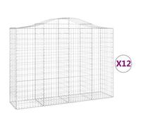 Vidaxl Paniers À Gabions Arqués 12 Pcs 200x50x140/160 Cm Fer Galvanisé
