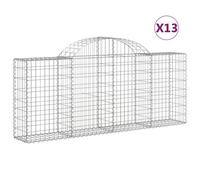 Vidaxl Paniers À Gabions Arqués 13 Pcs 200x30x80/100 Cm Fer Galvanisé