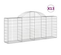 Vidaxl Paniers À Gabions Arqués 13 Pcs 200x30x80/100 Cm Fer Galvanisé