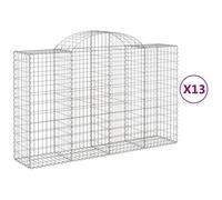 Vidaxl Paniers À Gabions Arqués 13 Pcs 200x50x120/140 Cm Fer Galvanisé