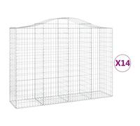 Vidaxl Paniers À Gabions Arqués 14 Pcs 200x50x140/160 Cm Fer Galvanisé