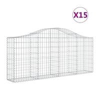 Vidaxl Paniers À Gabions Arqués 15 Pcs 200x30x80/100 Cm Fer Galvanisé
