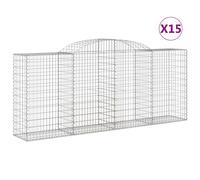 Vidaxl Paniers À Gabions Arqués 15 Pcs 300x50x120/140 Cm Fer Galvanisé