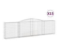 Vidaxl Paniers À Gabions Arqués 15 Pcs 400x30x100/120 Cm Fer Galvanisé