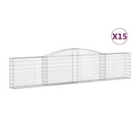 Vidaxl Paniers À Gabions Arqués 15 Pcs 400x30x80/100 Cm Fer Galvanisé