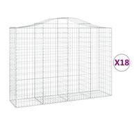 Vidaxl Paniers À Gabions Arqués 18 Pcs 200x50x140/160 Cm Fer Galvanisé