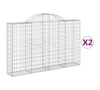 vidaXL Paniers à gabions arqués 2 pcs 200x30x120/140 cm Fer galvanisé, gabion, cage de gabion, panier de mur de gabion, mur de gabion