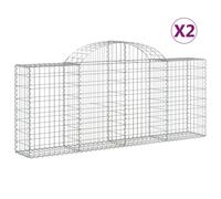 Vidaxl Paniers À Gabions Arqués 2 Pcs 200x30x80/100 Cm Fer Galvanisé