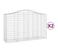 Vidaxl Paniers À Gabions Arqués 2 Pcs 200x50x120/140 Cm Fer Galvanisé