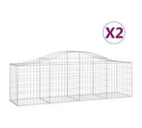 Vidaxl Paniers À Gabions Arqués 2 Pcs 200x50x60/80 Cm Fer Galvanisé