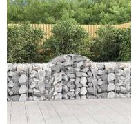vidaXL Paniers à gabions arqués 2 pcs 200x50x80/100 cm Fer galvanisé, gabion, cage de gabion, panier de mur de gabion, mur 3146299 Gris G