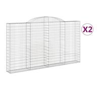Vidaxl Paniers À Gabions Arqués 2 Pcs 300x30x160/180 Cm Fer Galvanisé