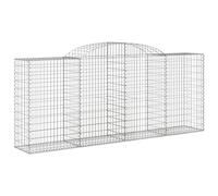 vidaXL Paniers à gabions arqués 2 pcs 300x50x120/140 cm fer galvanisé, gabion, cage de gabion, panier de mur de gabion, mur de gabion