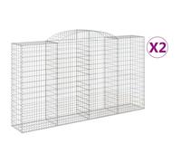 Vidaxl Paniers À Gabions Arqués 2 Pcs 300x50x160/180 Cm Fer Galvanisé