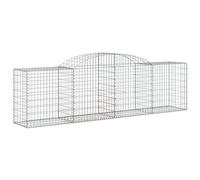 vidaXL Paniers à gabions arqués 2 pcs 300x50x80/100 cm fer galvanisé, gabion, cage de gabion, panier de mur de gabion, mur de gabion