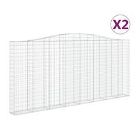 Vidaxl Paniers À Gabions Arqués 2 Pcs 400x30x180/200 Cm Fer Galvanisé