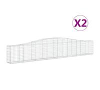 Vidaxl Paniers À Gabions Arqués 2 Pcs 400x30x60/80 Cm Fer Galvanisé