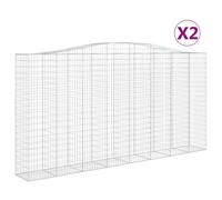Vidaxl Paniers À Gabions Arqués 2 Pcs 400x50x200/220 Cm Fer Galvanisé