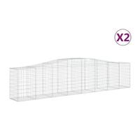 Vidaxl Paniers À Gabions Arqués 2 Pcs 400x50x80/100 Cm Fer Galvanisé