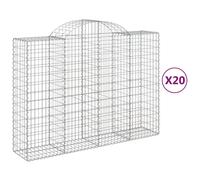 Vidaxl Paniers À Gabions Arqués 20 Pcs 200x50x140/160 Cm Fer Galvanisé
