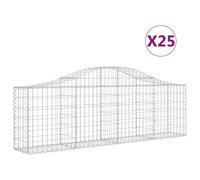 Vidaxl Paniers À Gabions Arqués 25 Pcs 200x30x60/80 Cm Fer Galvanisé