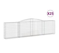 Vidaxl Paniers À Gabions Arqués 25 Pcs 400x30x100/120 Cm Fer Galvanisé