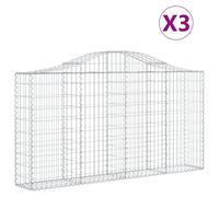 Vidaxl Paniers À Gabions Arqués 3 Pcs 200x30x100/120 Cm Fer Galvanisé