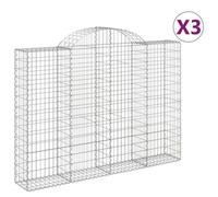 Vidaxl Paniers À Gabions Arqués 3 Pcs 200x30x140/160 Cm Fer Galvanisé