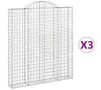 Vidaxl Paniers À Gabions Arqués 3 Pcs 200x30x220/240 Cm Fer Galvanisé