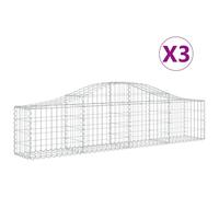 Vidaxl Paniers À Gabions Arqués 3 Pcs 200x30x40/60 Cm Fer Galvanisé