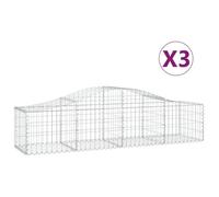 Vidaxl Paniers À Gabions Arqués 3 Pcs 200x50x40/60 Cm Fer Galvanisé