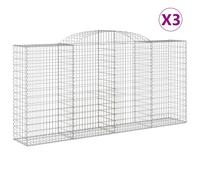 Vidaxl Paniers À Gabions Arqués 3 Pcs 300x50x140/160 Cm Fer Galvanisé