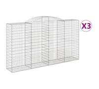 Paniers à gabions arqués 3 pcs 300x50x160/180 cm fer galvanisé, gabion, cage de gabion, panier de mur de gabion, mur 3146756