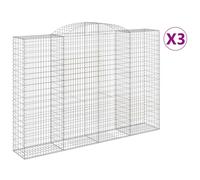 Vidaxl Paniers À Gabions Arqués 3 Pcs 300x50x200/220 Cm Fer Galvanisé