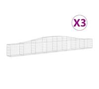 Vidaxl Paniers À Gabions Arqués 3 Pcs 400x30x40/60 Cm Fer Galvanisé