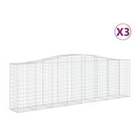 Vidaxl Paniers À Gabions Arqués 3 Pcs 400x50x120/140 Cm Fer Galvanisé