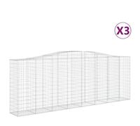 Vidaxl Paniers À Gabions Arqués 3 Pcs 400x50x140/160 Cm Fer Galvanisé