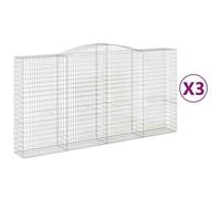 Vidaxl Paniers À Gabions Arqués 3 Pcs 400x50x200/220 Cm Fer Galvanisé