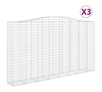 Vidaxl Paniers À Gabions Arqués 3 Pcs 400x50x220/240 Cm Fer Galvanisé