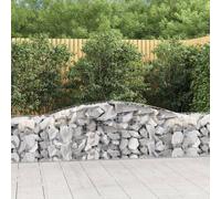 vidaXL 3x Paniers à Gabions Arqués Cages à Gabions Arquées Murs de Gabion Barrières de Jardin Terrasse Extérieur 400x50x60/80 cm Fer Galvanisé
